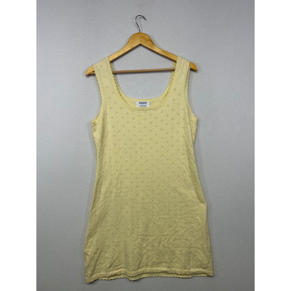 Cottagecore Coquette Old Navy Womens L Yellow Pointelle Knit Mini Dress